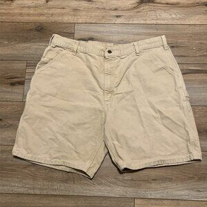 Men's VTG Carhartt Duck Canvas Carpenter Shorts SZ 42x9 Beige B25 WET Y2K